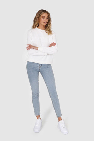 Madison The Label Embossed Sweater White