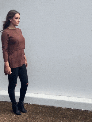 Madison The Label TOP Madison The Label Hana Overlay Knit Top - CHOCOLATE *new*