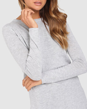 Madison The Label TOP Madison The Label Hana Overlay Knit Top - GREY