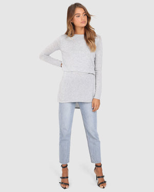 Madison The Label TOP Madison The Label Hana Overlay Knit Top - GREY