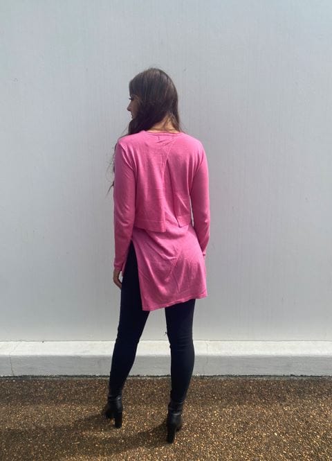 Madison The Label TOP Madison The Label Hana Overlay Knit Top - PINK