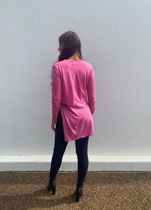 Madison The Label TOP Madison The Label Hana Overlay Knit Top - PINK