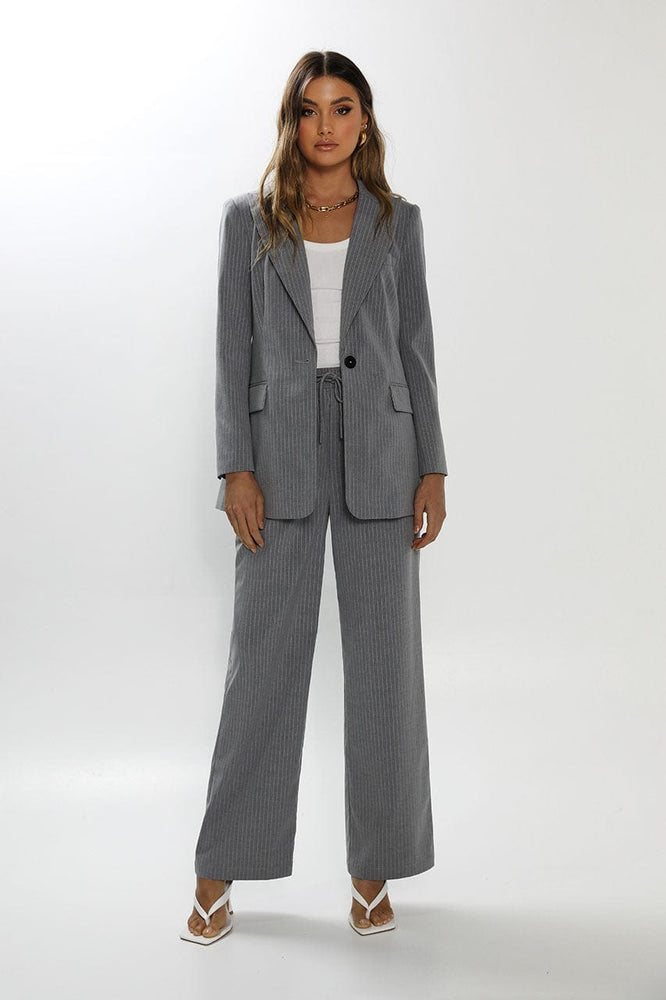 Madison The Label Ricky Blazer Pinstripe - Grey - The Zebra Effect