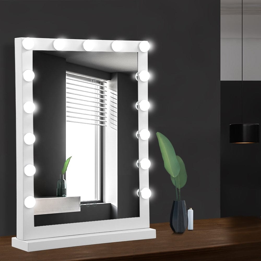 The Zebra Effect Health & Beauty > Makeup Mirrors Embellir Hollywood Makeup Mirror With Light 15 LED Bulbs Vanity Lighted Stand MM-FRAME-4361-WH