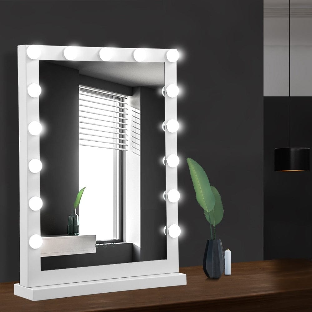 The Zebra Effect Health & Beauty > Makeup Mirrors Embellir Hollywood Makeup Mirror With Light 15 LED Bulbs Vanity Lighted Stand MM-FRAME-4361-WH
