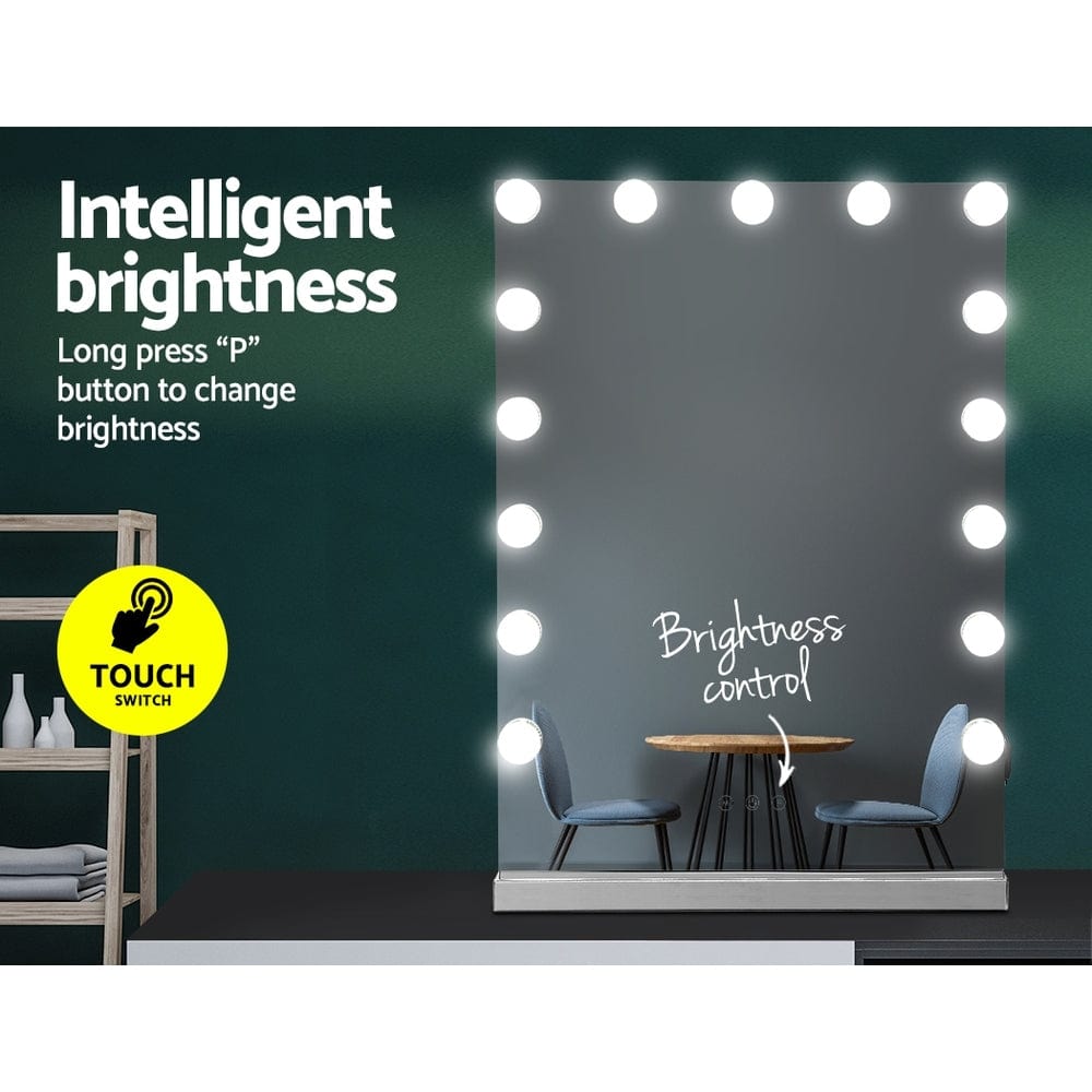 The Zebra Effect Health & Beauty > Makeup Mirrors Embellir Hollywood Makeup Mirror With Light 15 LED Bulbs Lighted Frameless MM-FRAMELS-4361-GS