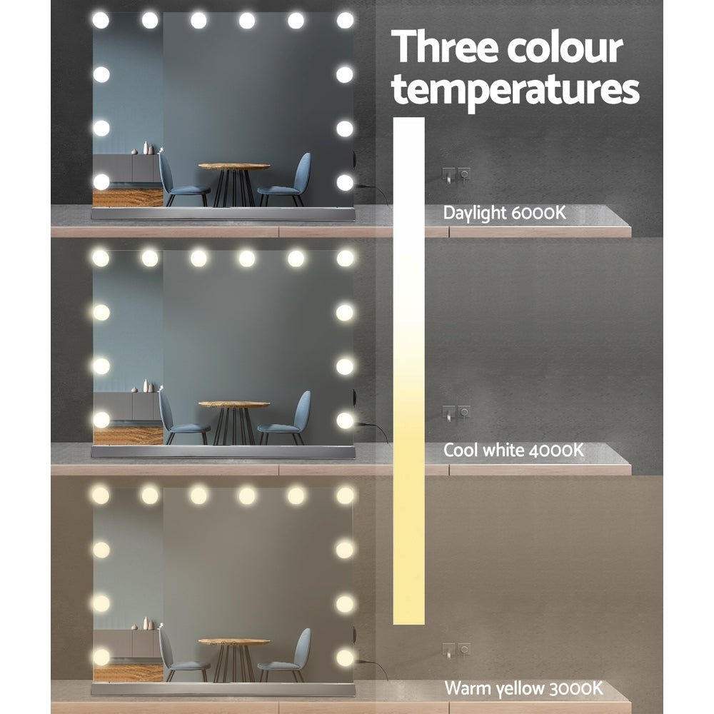 The Zebra Effect Health & Beauty > Makeup Mirrors Embellir Hollywood Frameless Makeup Mirror With 15 LED Lighted Vanity Beauty 58cm x 46cm MM-FRAMELS-5846-GS