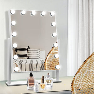 The Zebra Effect Health & Beauty > Makeup Mirrors Embellir Hollywood Makeup Mirror with 15 Dimmable Bulb Lighted Dressing Mirror MM-STAND-4050-WH