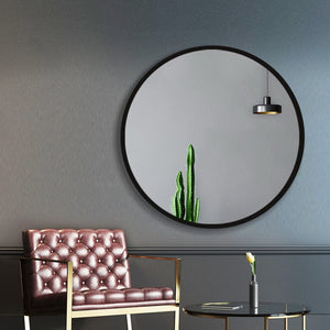 The Zebra Effect Health & Beauty > Makeup Mirrors Embellir 80cm Wall Mirror Bathroom Round Makeup Mirror MM-WALL-ROU-BK-80