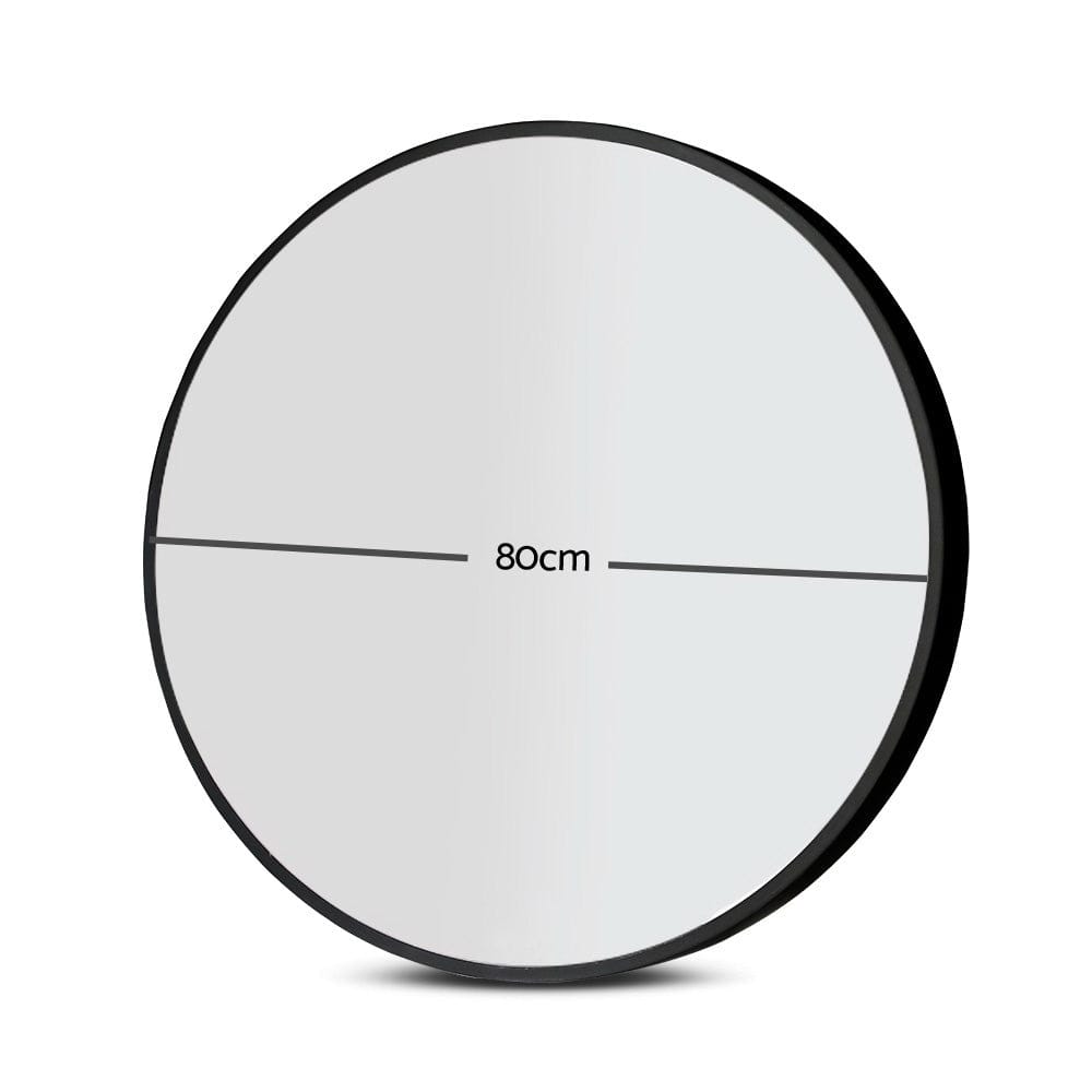 The Zebra Effect Health & Beauty > Makeup Mirrors Embellir 80cm Wall Mirror Bathroom Round Makeup Mirror MM-WALL-ROU-BK-80