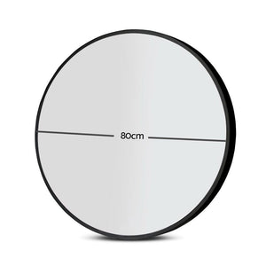 The Zebra Effect Health & Beauty > Makeup Mirrors Embellir 80cm Wall Mirror Bathroom Round Makeup Mirror MM-WALL-ROU-BK-80