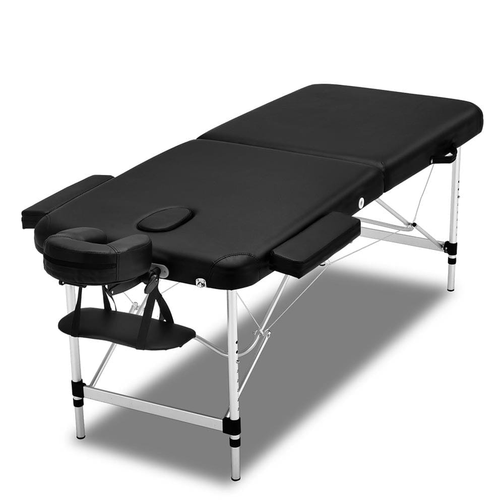 The Zebra Effect Health & Beauty > Massage Zenses 2 Fold Portable Aluminium Massage Table - Black MT-ALUM-2FOLD-BK-75