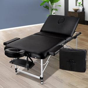 
                
                    Load image into Gallery viewer, The Zebra Effect Health &amp;amp; Beauty &amp;gt; Massage Zenses 3 Fold Portable Aluminium Massage Table - Black MT-ALUM-GA301-BK-80
                
            
