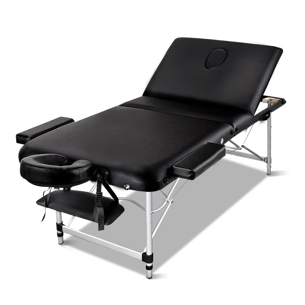 
                
                    Load image into Gallery viewer, The Zebra Effect Health &amp;amp; Beauty &amp;gt; Massage Zenses 3 Fold Portable Aluminium Massage Table - Black MT-ALUM-GA301-BK-80
                
            