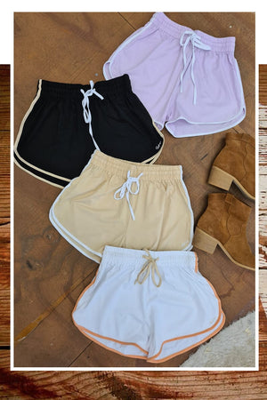 Refuge Black 80s Style Shorts (Contrast Trim)