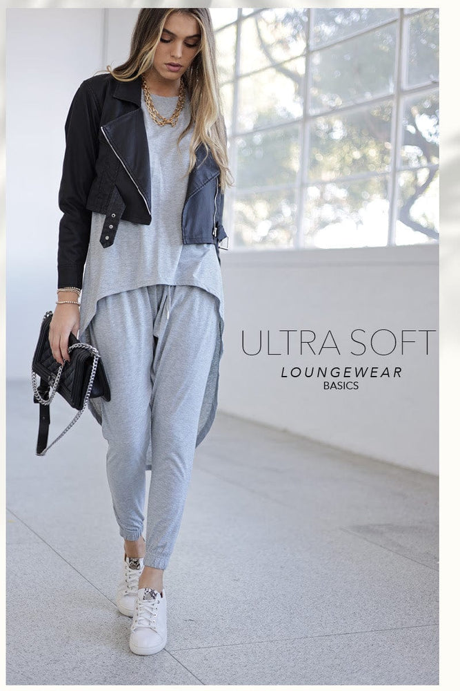 Refuge Clothing - Ladies Grey Basic Drop Crotch Super Soft Pants