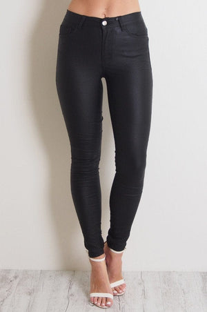 Refuge Denim Black Oil Rigger Jean - High Rise Waist (Rubber Sheen) 16