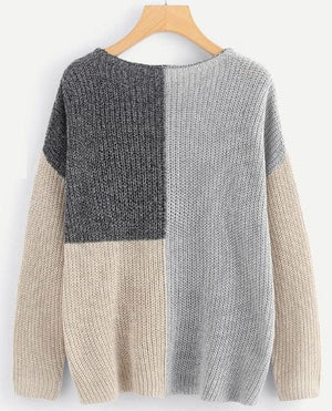 SheIn Drop Shoulder Color Block Sweater - The Zebra Effect