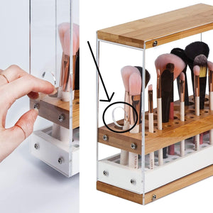 The Zebra Effect Health & Beauty > Cosmetic Storage 31 Holes Acrylic Bamboo Brush Holder Organiser Beauty Cosmetic Display Stand with Leather Drawer White (22.3 x 8.6 x 21.5 cm) V178-13617