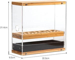 The Zebra Effect Health & Beauty > Cosmetic Storage 31 Holes Acrylic Bamboo Brush Holder Organiser Beauty Cosmetic Display Stand with Leather Drawer Black (22.3 x 8.6 x 21.5 cm) V178-13624