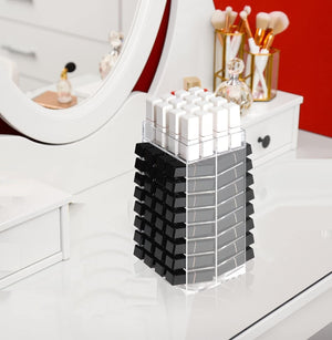 The Zebra Effect Health & Beauty > Cosmetic Storage 360 Rotating Lipstick Clear Acrylic Display Rack Organizer Stand Lazy Susan Makeup Cosmetics Storage Case Box Carousel Stunning Shelf with 80 Compartments V178-15451