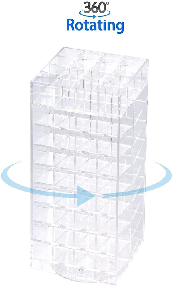 The Zebra Effect Health & Beauty > Cosmetic Storage 360 Rotating Lipstick Clear Acrylic Display Rack Organizer Stand Lazy Susan Makeup Cosmetics Storage Case Box Carousel Stunning Shelf with 80 Compartments V178-15451