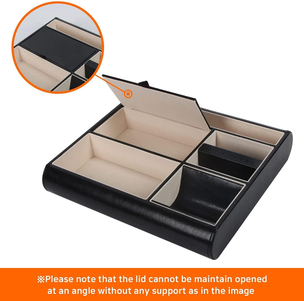 The Zebra Effect Health & Beauty > Cosmetic Storage Valet Tray Leather Multi Catch Storage Box for Jewellery Accessories, Keys, Phone, Wallet, Coin, Jewellery (Black) V178-15468
