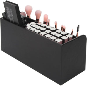 
                
                    Load image into Gallery viewer, The Zebra Effect Health &amp;amp; Beauty &amp;gt; Cosmetic Storage Leather Makeup Brush Cosmetic Organiser Storage Box with Pink Pearls, Acrylic Cover and 3 Compartments(Black) V178-24415
                
            