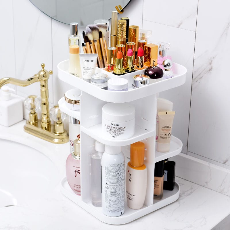 The Zebra Effect Home & Garden > Bathroom Accessories 360 Rotating Large Capacity Makeup Organizer for Bedroom and Bathroom (White) V178-36034