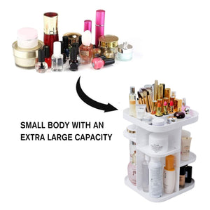 The Zebra Effect Home & Garden > Bathroom Accessories 360 Rotating Large Capacity Makeup Organizer for Bedroom and Bathroom (White) V178-36034