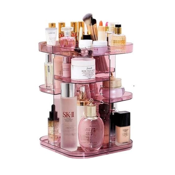 The Zebra Effect Home & Garden > Bathroom Accessories 360 Rotating Large Capacity Makeup Organizer for Bedroom and Bathroom (Pink) V178-36035