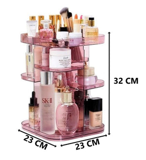 The Zebra Effect Home & Garden > Bathroom Accessories 360 Rotating Large Capacity Makeup Organizer for Bedroom and Bathroom (Pink) V178-36035