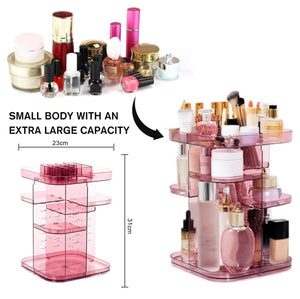 The Zebra Effect Home & Garden > Bathroom Accessories 360 Rotating Large Capacity Makeup Organizer for Bedroom and Bathroom (Pink) V178-36035