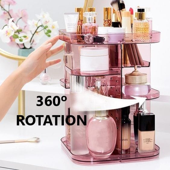 The Zebra Effect Home & Garden > Bathroom Accessories 360 Rotating Large Capacity Makeup Organizer for Bedroom and Bathroom (Pink) V178-36035