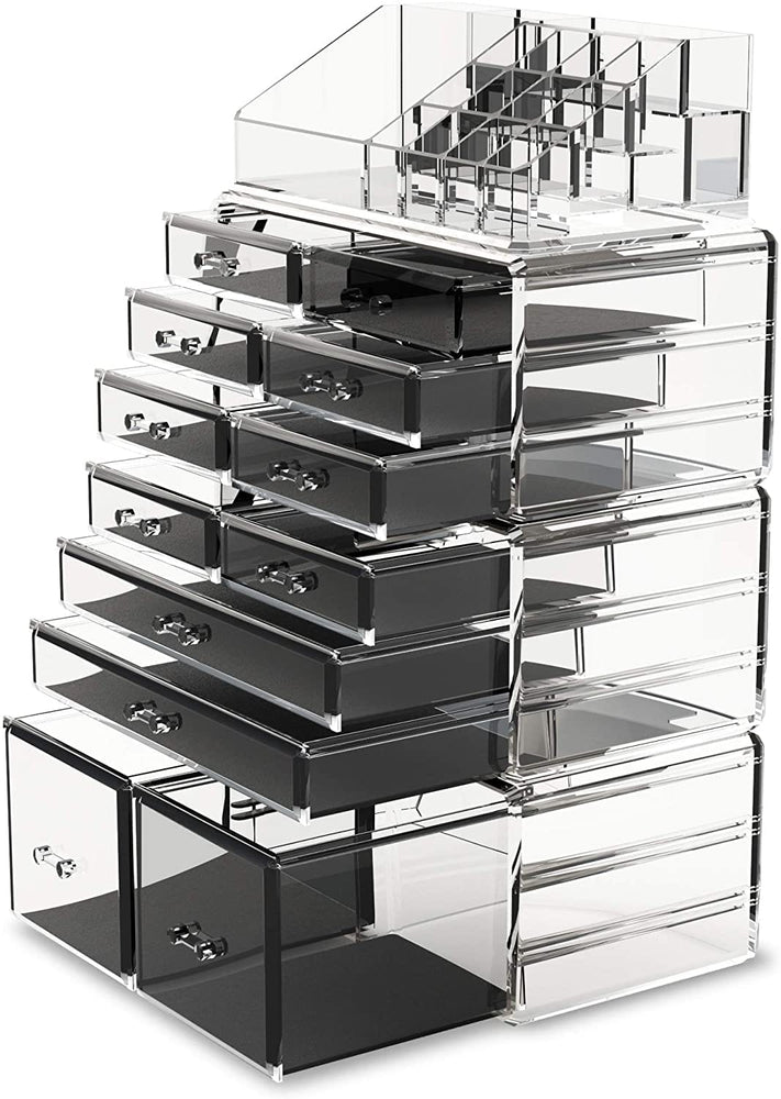 The Zebra Effect Health & Beauty > Cosmetic Storage Makeup Cosmetic Organizer Storage with 12 Drawers Display Boxes (Clear) V178-52588