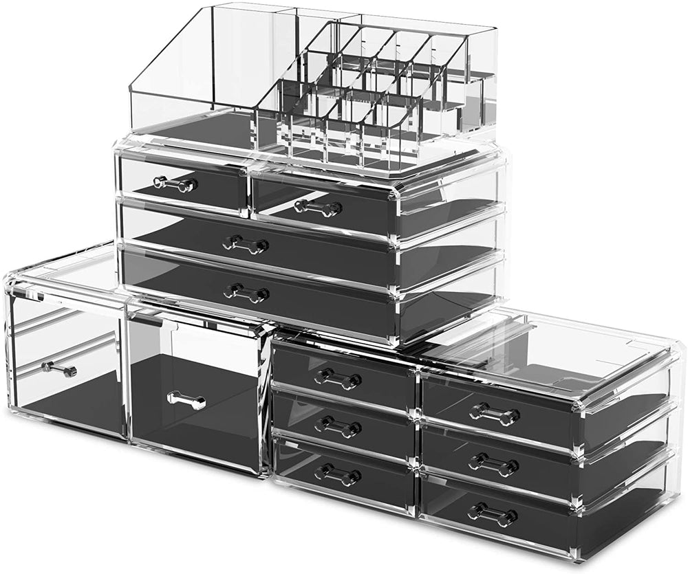 The Zebra Effect Health & Beauty > Cosmetic Storage Makeup Cosmetic Organizer Storage with 12 Drawers Display Boxes (Clear) V178-52588