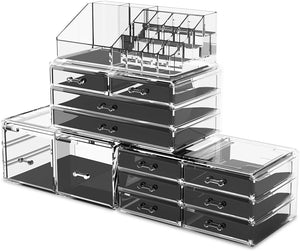 The Zebra Effect Health & Beauty > Cosmetic Storage Makeup Cosmetic Organizer Storage with 12 Drawers Display Boxes (Clear) V178-52588