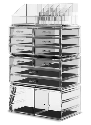 The Zebra Effect Health & Beauty > Cosmetic Storage Makeup Cosmetic Organizer Storage with 12 Drawers Display Boxes (Clear) V178-52588
