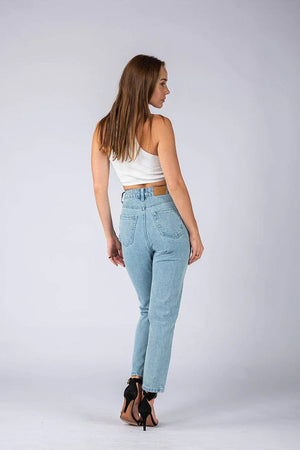 Wakee Denim Boyfriend Jean High Rise - Blue 10194 & 10195