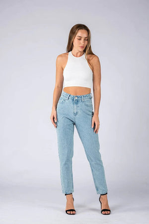 Wakee Denim Boyfriend Jean High Rise - Blue 10194 & 10195