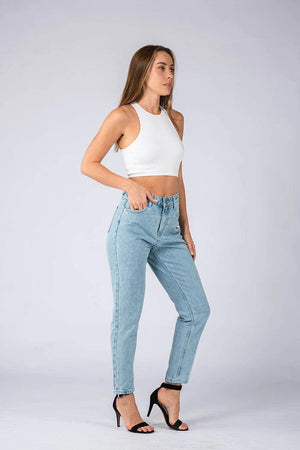 Wakee Denim Boyfriend Jean High Rise - Blue 10194 & 10195