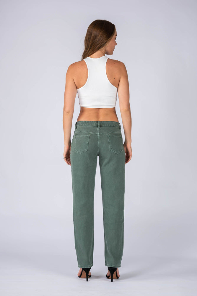 Wakee Denim (By Lily) Mid Waist Jean Pant - Green BA022