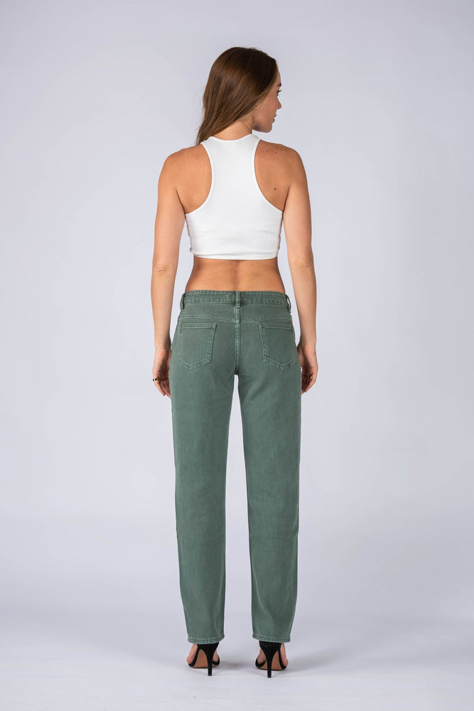 Wakee Denim (By Lily) Mid Waist Jean Pant - Green BA022 - The Zebra Effect