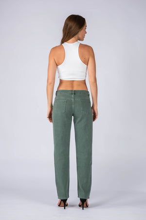 Wakee Denim (By Lily) Mid Waist Jean Pant - Green BA022
