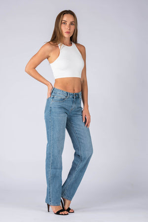 Wakee Denim (By Lily) Mid Waist Ladies Jean - Blue BA096