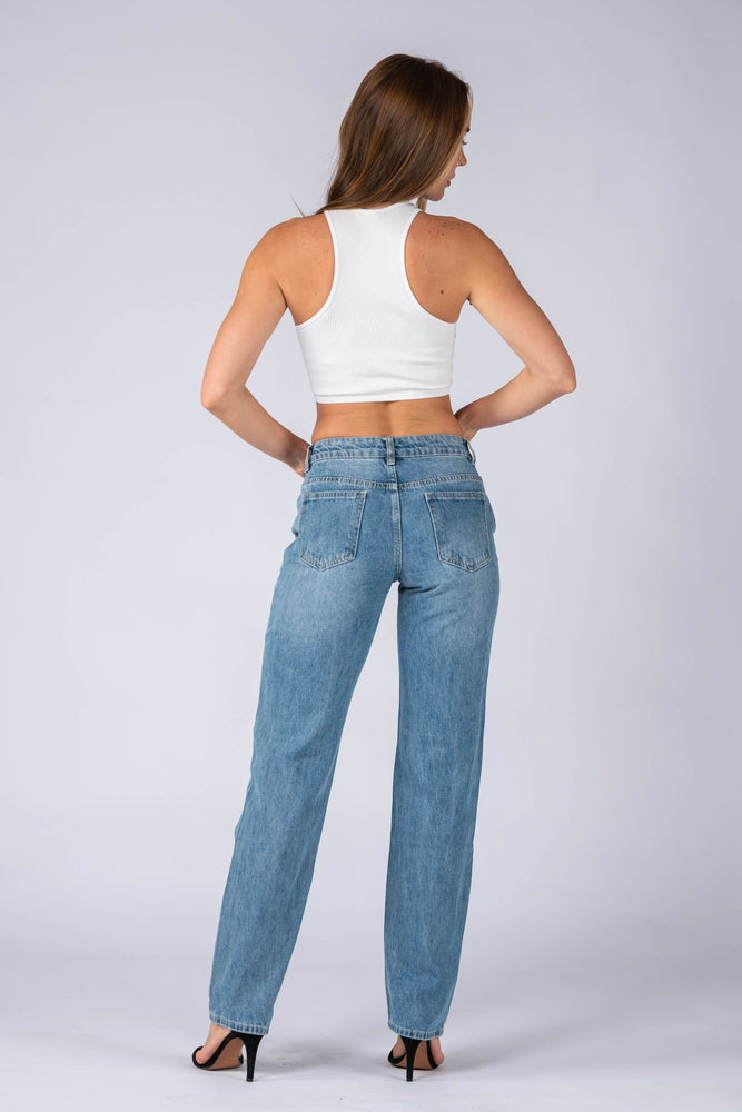 Wakee Denim (By Lily) Mid Waist Ladies Jean - Blue BA096