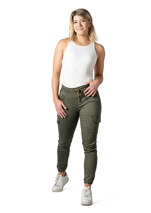 Wakee Denim Cargo Joggers - Khaki 10117 - The Zebra Effect