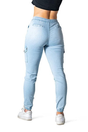 Wakee Denim Cargo Joggers - Light Denim 10020