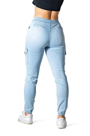 
                
                    Load image into Gallery viewer, Wakee Denim Cargo Jean Jogger Wakee Denim Cargo Joggers - Light Denim
                
            