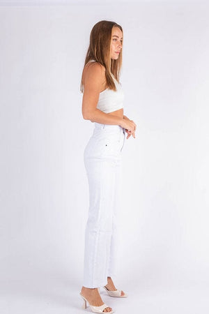 Wakee Denim Flare Wide Leg Ladies Jean - Pure White - The Zebra Effect